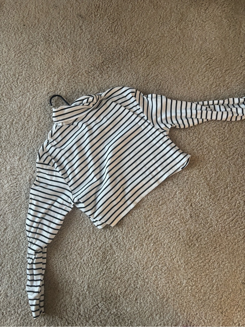 SHEIN Black & White Striped Turtleneck Crop Top